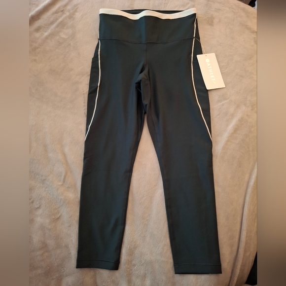 Athleta Interval Stash Tipped 7/8 Legging Small Petite SP Cypress - Picture 2 of 4